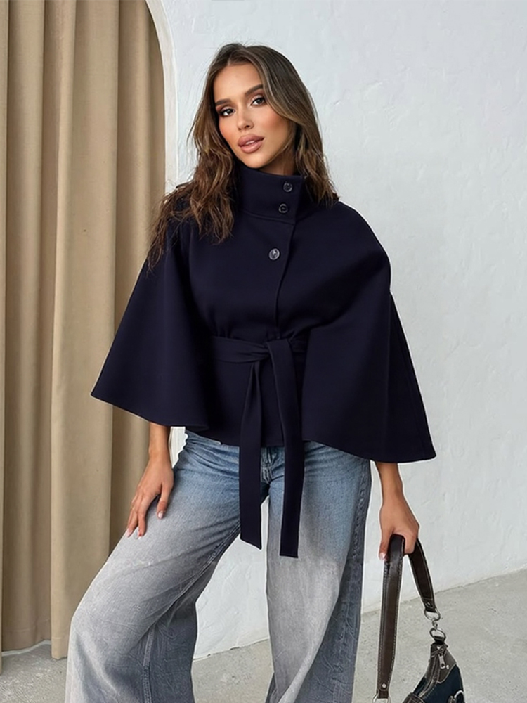 Wool Blend Coat - Kadınlar İçin Zarif Yün Karışımlı Kemerli