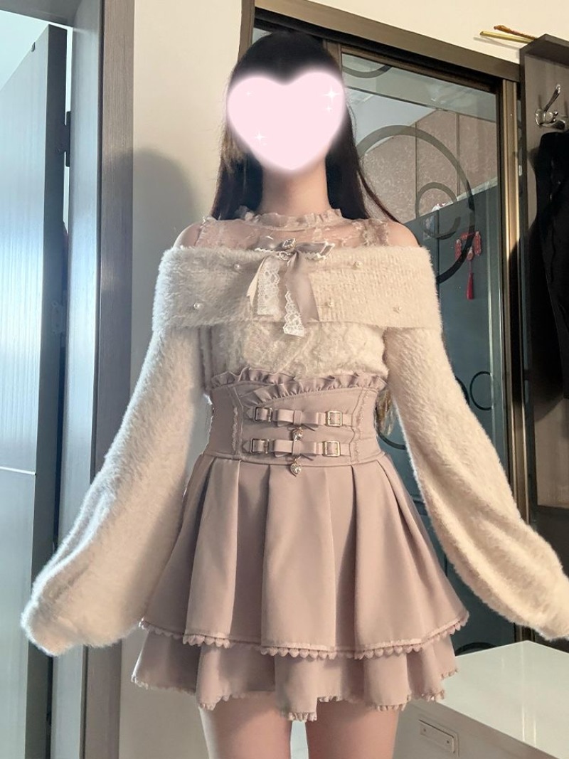 Clothing Style Winter - Japon Tarzı Tatlı Lolita Omuz Açık