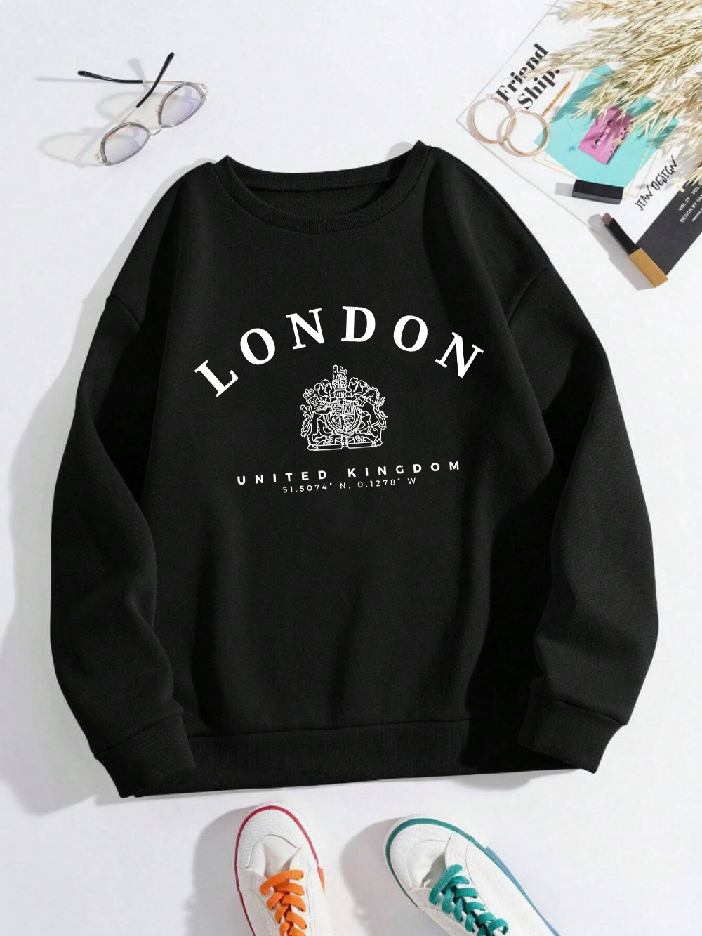 Winter Clothing Uk - Londra İngiltere Kraliyet Rozeti Baskı Kadın