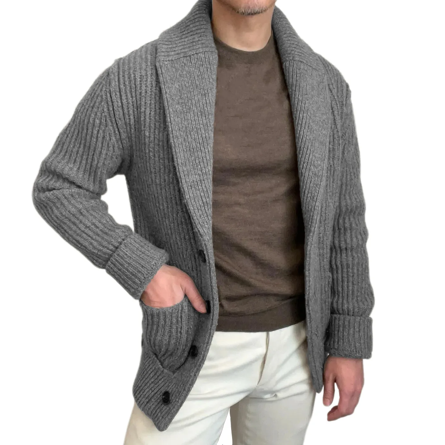 Erkek Kazak Hırka Yaka Uzun Ko - Wool Blend Coat incelemesi ve fiyatı