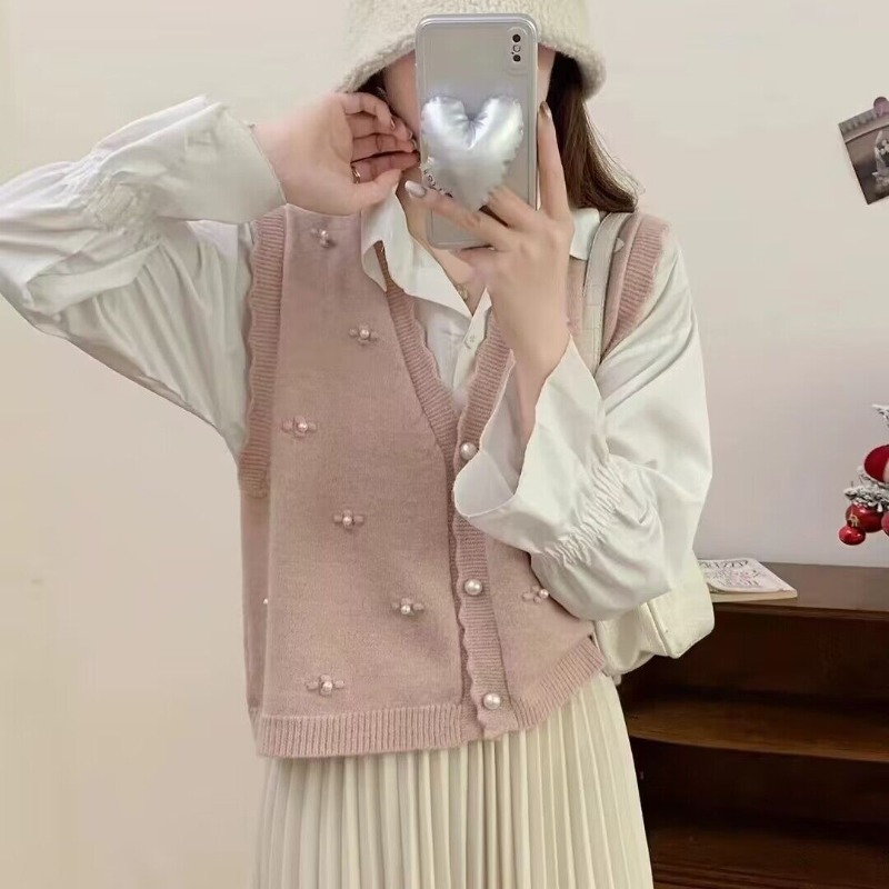 Kadınlar İçin Pembe Örgü Yelek - Winter Clothing Offer incelemesi ve fiyatı
