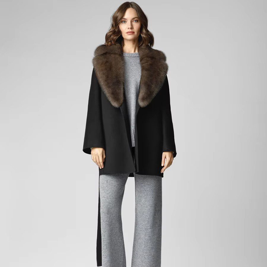 Doğal Tilki Kürkü Ceket, Düşük - Wool Blend Coat incelemesi ve fiyatı