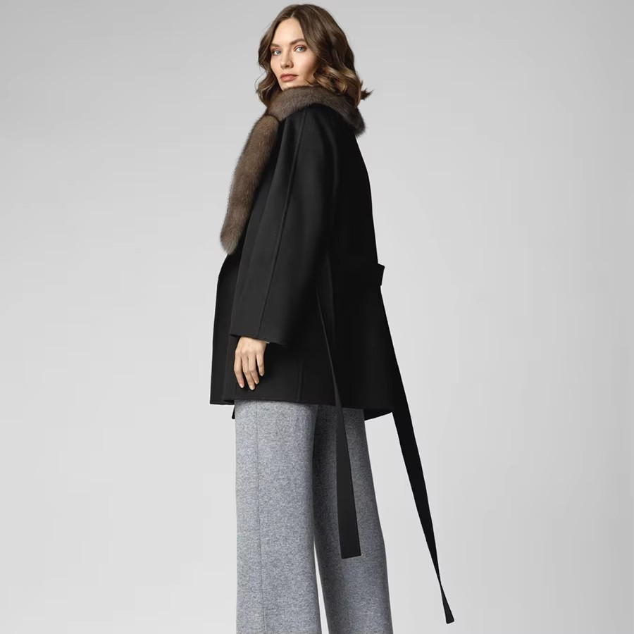 Doğal Tilki Kürkü Ceket, Düşük - Wool Blend Coat incelemesi ve fiyatı
